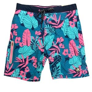 NEW ZeroXposur Men's Sun Protection Comfort Liner Snap Waist Swim Trunks Size: L